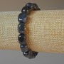 Black Agate Bracelet, natural stone bar, diameter 9x12mm+/-, length 18cm+/- (stretch)