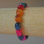 Assorted Agate Bracelet, natural stone bar, diameter 9x12mm+/-, length 18cm+/- (stretch)