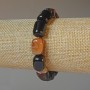 Brown Agate Bracelet, natural stone bar, diameter 11x15mm+/-, length 18cm+/- (stretch)