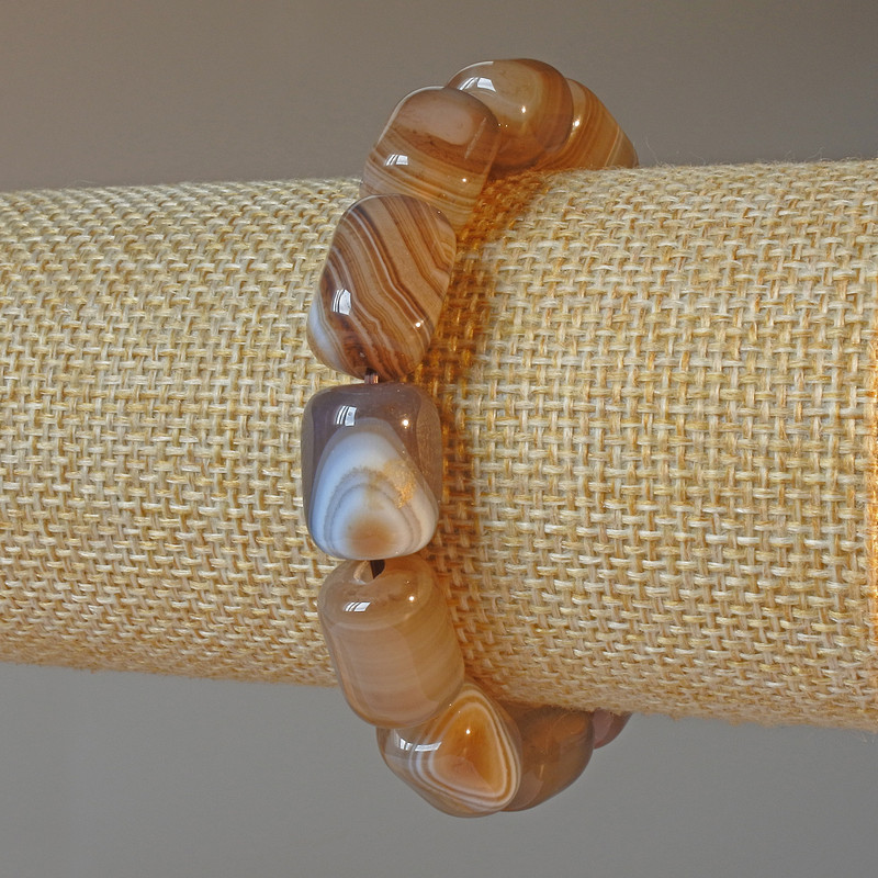 Agate Grey Natural Stone Bar Bracelet, diameter 11x15mm+-, length 18cm+- (stretch)