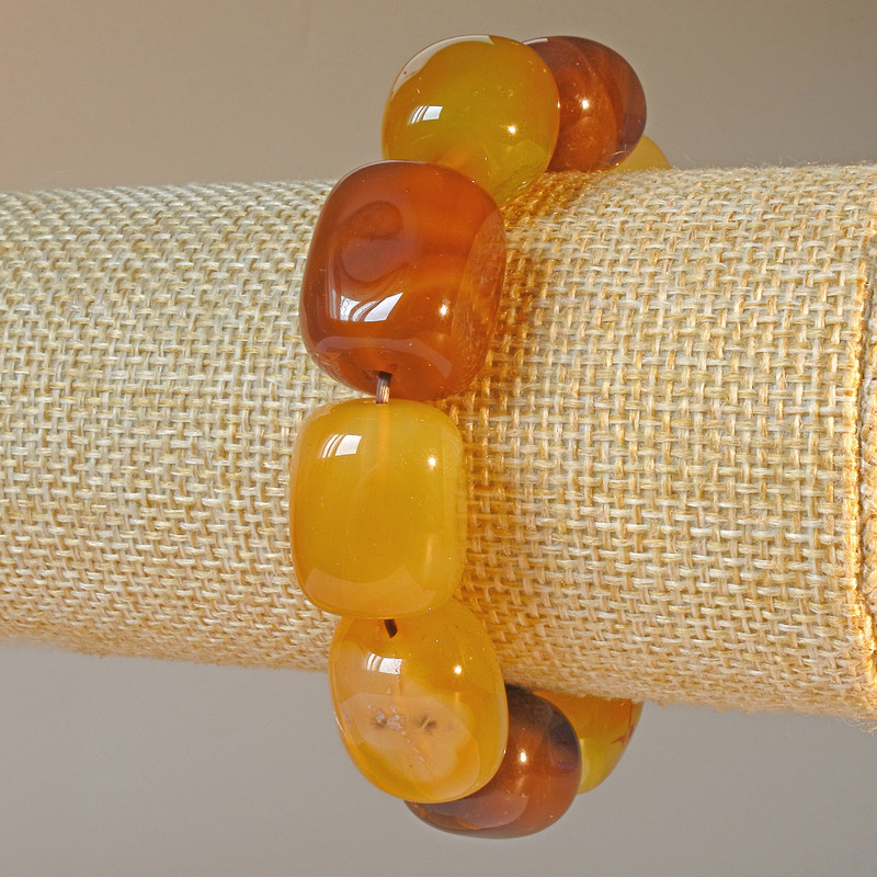 Agate Brown Natural Stone Bar Bracelet, diameter 15x19mm+-, length 18cm+- (stretch)
