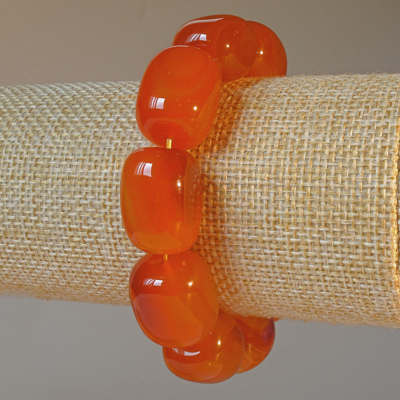 Agate Orange Natural Stone Bar Bracelet, diameter 15x19mm+-, length 18cm+- (stretch)
