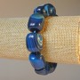 Agate Blue Natural Stone Bar Bracelet, diameter 15x19mm+-, length 18cm+- (stretch)