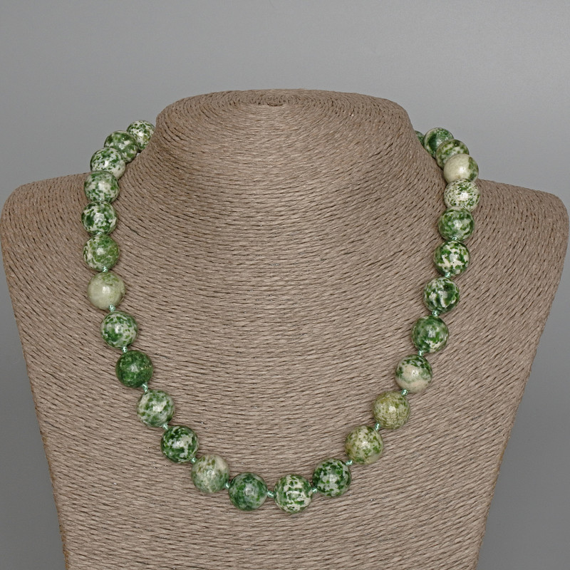 Moss Agate (Synthetic) Necklace, Smooth Round Beads, Diameter 13mm+/-, Length 51cm+