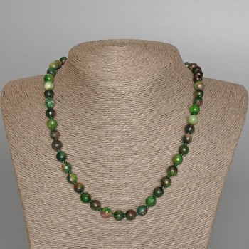 Necklace Zoisite (synthetic), faceted round bead, diameter 8mm+-, length 48cm+