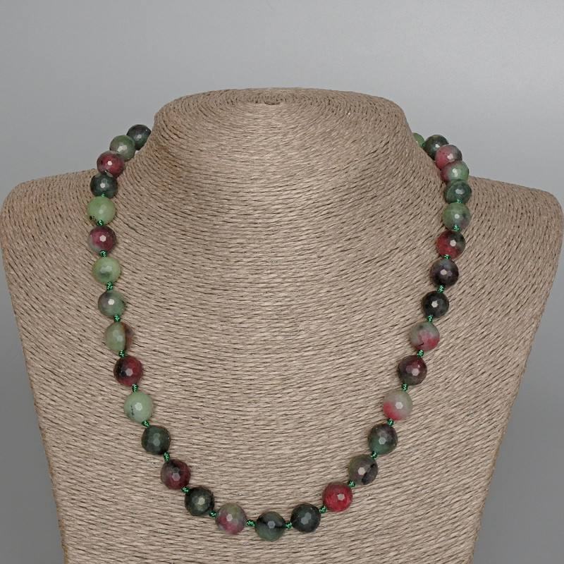 Zoisite Necklace, Natural Stone Faceted Round Bead, Diameter 10mm+/-, Length 50cm+