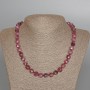 Necklace Rubellite Tourmaline, natural stone faceted cube, diameter 8.5mm+-, length 50cm+