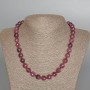 Necklace Rubellite Tourmaline, natural stone faceted round bead, diameter 10mm+-, length 49cm+