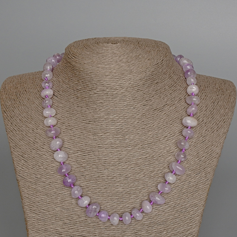 Necklace Lavender Amethyst, natural stone tumbled, diameter 10x7mm+-, length 50cm+