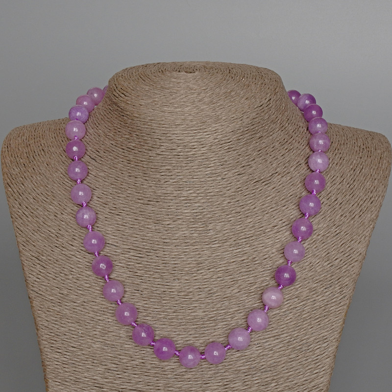 Lavender Amethyst Natural Stone Necklace, smooth round bead, diameter 10.5mm+-, length 50cm+
