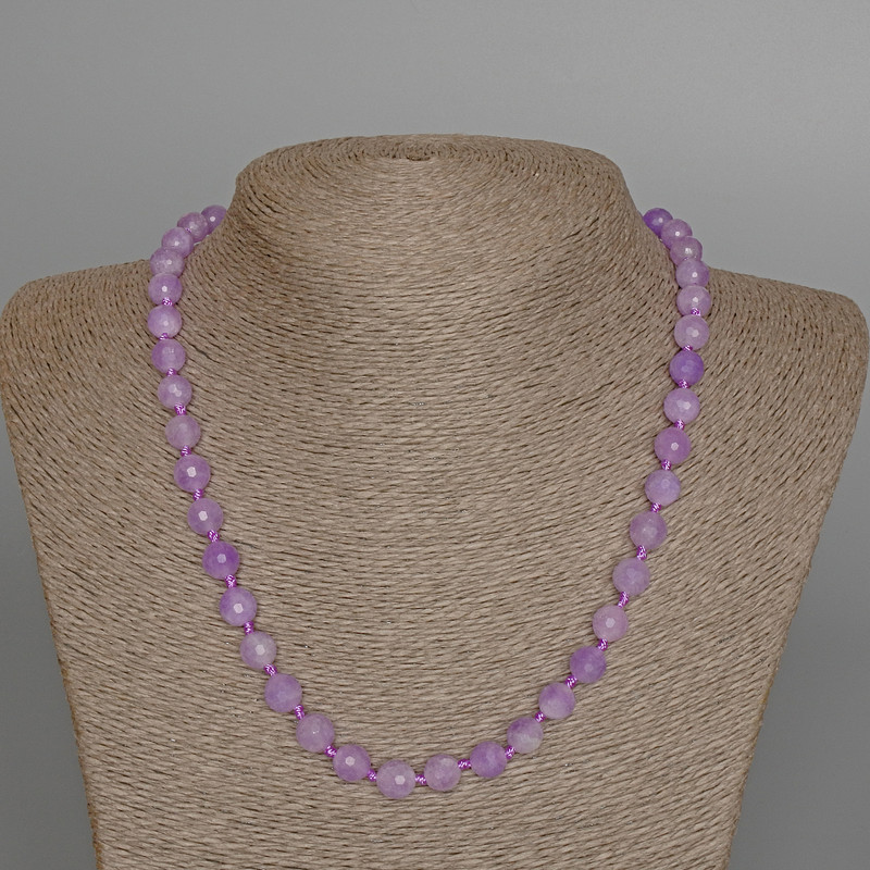 Lavender Amethyst Natural Stone Necklace, faceted round bead, diameter 8mm+-, length 49cm+