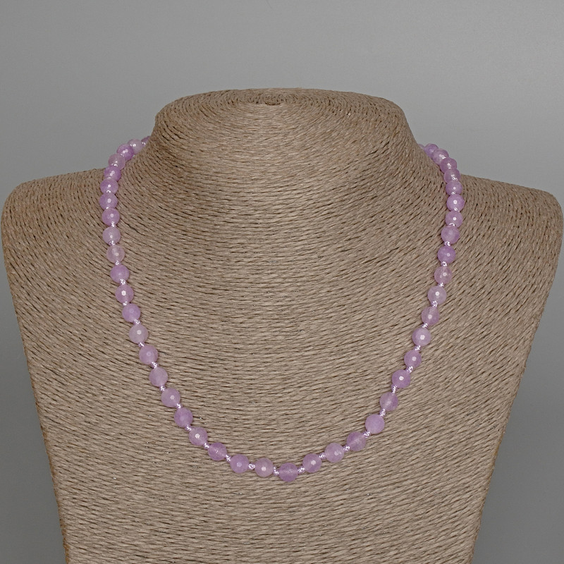 Lavender Amethyst Natural Stone Necklace, faceted round bead, diameter 6mm+-, length 47cm+