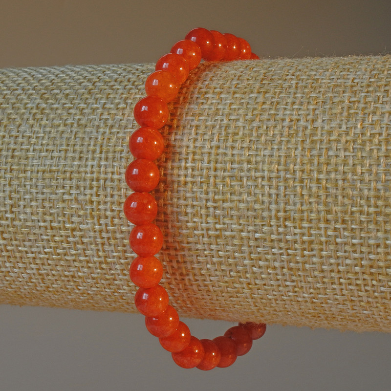 Red Jasper (pressed) Bracelet, smooth round bead, diameter 6mm+-, length 18cm+- (stretch)