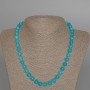 Aquamarine Necklace, Natural Stone Smooth Round Bead, Diameter 8.5mm+-, Length 49cm+