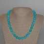 Aquamarine Necklace, Natural Stone Smooth Round Bead, Diameter 10mm+-, Length 49cm+