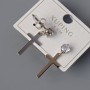 Xuping "Cross" Stud Earrings with White Crystal, Diameter 10x18mm, Length 24.5mm+/-, Rhodium