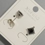 Xuping Stud Earrings with Black Crystal, Diameter ~6mm, Rhodium Plated