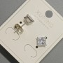 Xuping Stud Earrings with White Crystal, Diameter ~6mm, Rhodium Plated