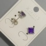 Xuping Stud Earrings with Purple Crystal, Diameter ~6mm, Rhodium Plated