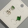 Xuping Stud Earrings with Green Crystal, Diameter ~6mm, Rhodium Plated