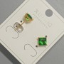 Xuping Stud Earrings with Green Crystal, Diameter ~6mm, 18K Gold Plating