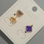Xuping Stud Earrings with Purple Crystal, Diameter ~6mm, 18K Gold Plating