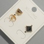 Xuping Stud Earrings with Black Crystal, Diameter ~6mm, 18K Gold Plating