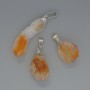 Citrine Pendant Natural Stone, assorted diameter 15x29mm+/-, length 35mm+/- on a silver-tone bail