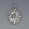 Sun Pendant Rock Crystal, diameter 27mm+/-, length 37mm+/- in a silver-tone setting
