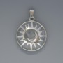 Sun Pendant Rock Crystal, diameter 27mm+/-, length 37mm+/- in a silver-tone setting