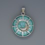 Sun Pendant Turquoise, diameter 27mm+/-, length 37mm+/- in a silver-tone setting