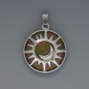 Sun Pendant Jasper Heliotrope, diameter 27mm+/-, length 37mm+/- in a silver-tone setting
