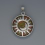 Sun Pendant Jasper Heliotrope, diameter 27mm+/-, length 37mm+/- in a silver-tone setting