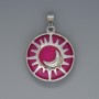 Sun Pendant Raspberry Tourmaline, diameter 27mm+/-, length 37mm+/- in a silver-tone setting