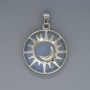 Sun Pendant Moonstone, diameter 27mm+/-, length 37mm+/- in a silver-tone setting