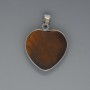 Heart Pendant Tiger's Eye, diameter 26x26mm+-, length 36mm+- in silver-tone setting
