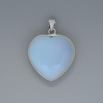 Heart Pendant Moonstone, diameter 26x26mm+-, length 36mm+- in silver-tone setting
