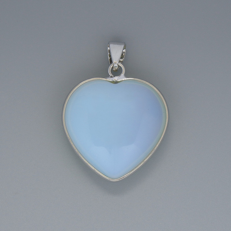 Heart Pendant Moonstone, diameter 26x26mm+-, length 36mm+- in silver-tone setting