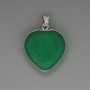 Heart Pendant Chrysoprase, diameter 26x26mm+-, length 36mm+- in silver-tone setting