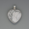 Heart Pendant Cacholong, diameter 26x26mm+-, length 36mm+- in silver-tone setting