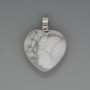 Heart Pendant Cacholong, diameter 26x26mm+-, length 36mm+- in silver-tone setting