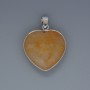 Heart Pendant Yellow Agate, diameter 26x26mm+-, length 36mm+- in silver-tone setting