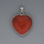 Heart Pendant Red Jasper, diameter 26x26mm+-, length 36mm+- in silver-tone setting
