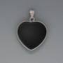 Heart Pendant Black Agate, diameter 26x26mm+-, length 36mm+- in silver-tone setting