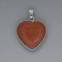 Heart Pendant Aventurine Golden Sand, diameter 26x26mm+-, length 36mm+- in silver-tone setting