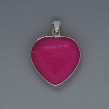 Heart Pendant Raspberry Tourmaline, diameter 26x26mm+-, length 36mm+- in silver-tone setting