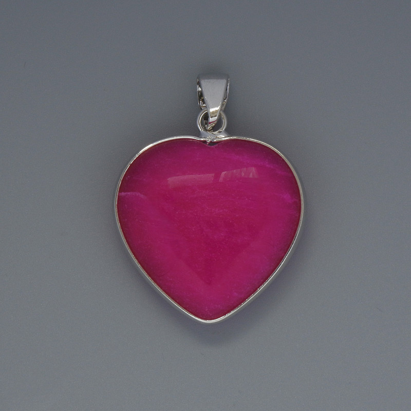 Heart Pendant Raspberry Tourmaline, diameter 26x26mm+-, length 36mm+- in silver-tone setting