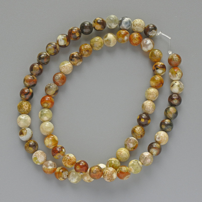 Yellow Agate Beads, smooth round, diameter 6mm+/-, length 38cm+/- on nylon thread