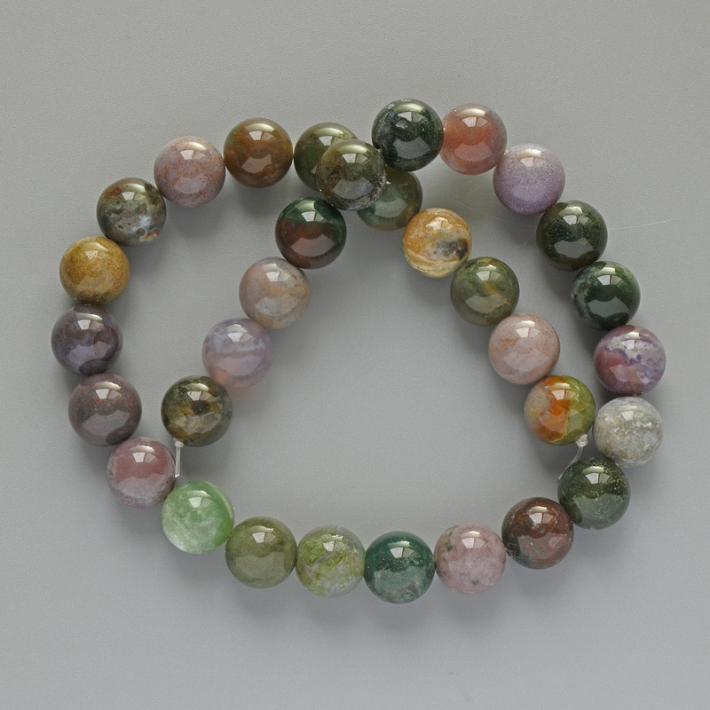 Jasper Beads Multicoloured Natural Stone Smooth Round, diameter 10.5mm+/-, length 38cm+/- on fishing line