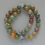 Jasper Beads Multicoloured Natural Stone Smooth Round, diameter 12mm+/-, length 37cm+/- on fishing line